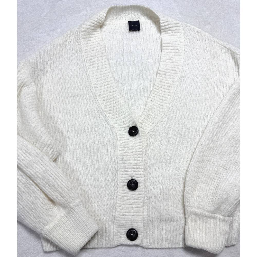 PINKO Italian White Cardigan Sz Med Academia Poetcore Luxury Knit